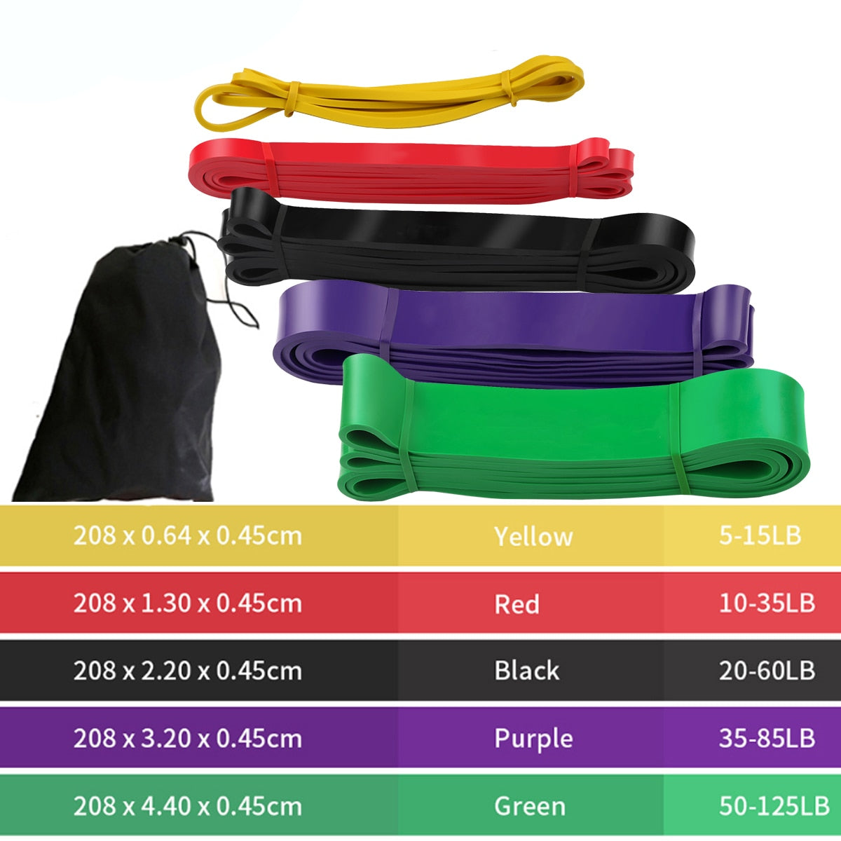 41 Resistance Bands 208cm Fitness Rubber Pull-Up Crossfit Power Expander - inneroasisco