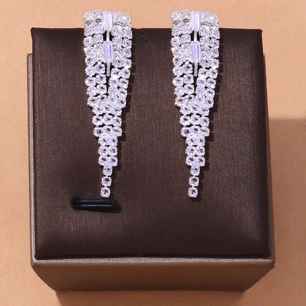 Geometric Zircon Necklace Earring Bracelet Ring Set - inneroasisco