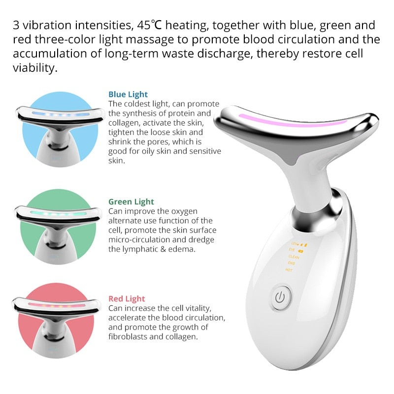 EMS Thermal Neck Lift and Tighten Massager Electric Microcurrent Face Beauty Device - inneroasisco