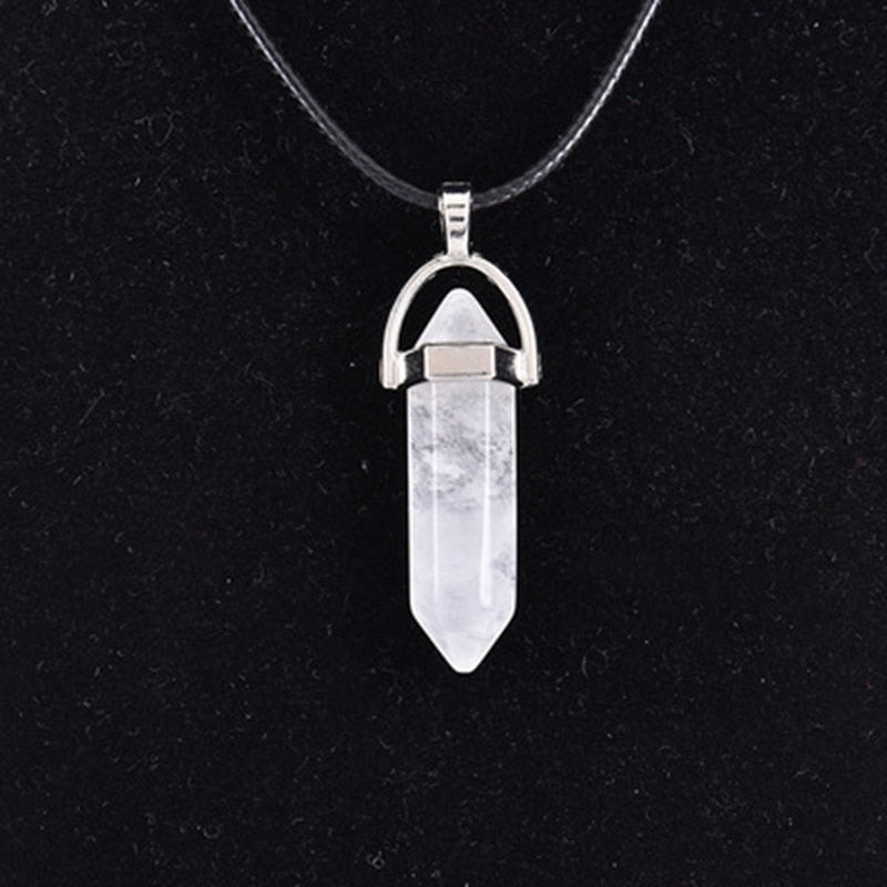 Healing Chakra Stone Natural Quartz Crystal Point Pendant - inneroasisco