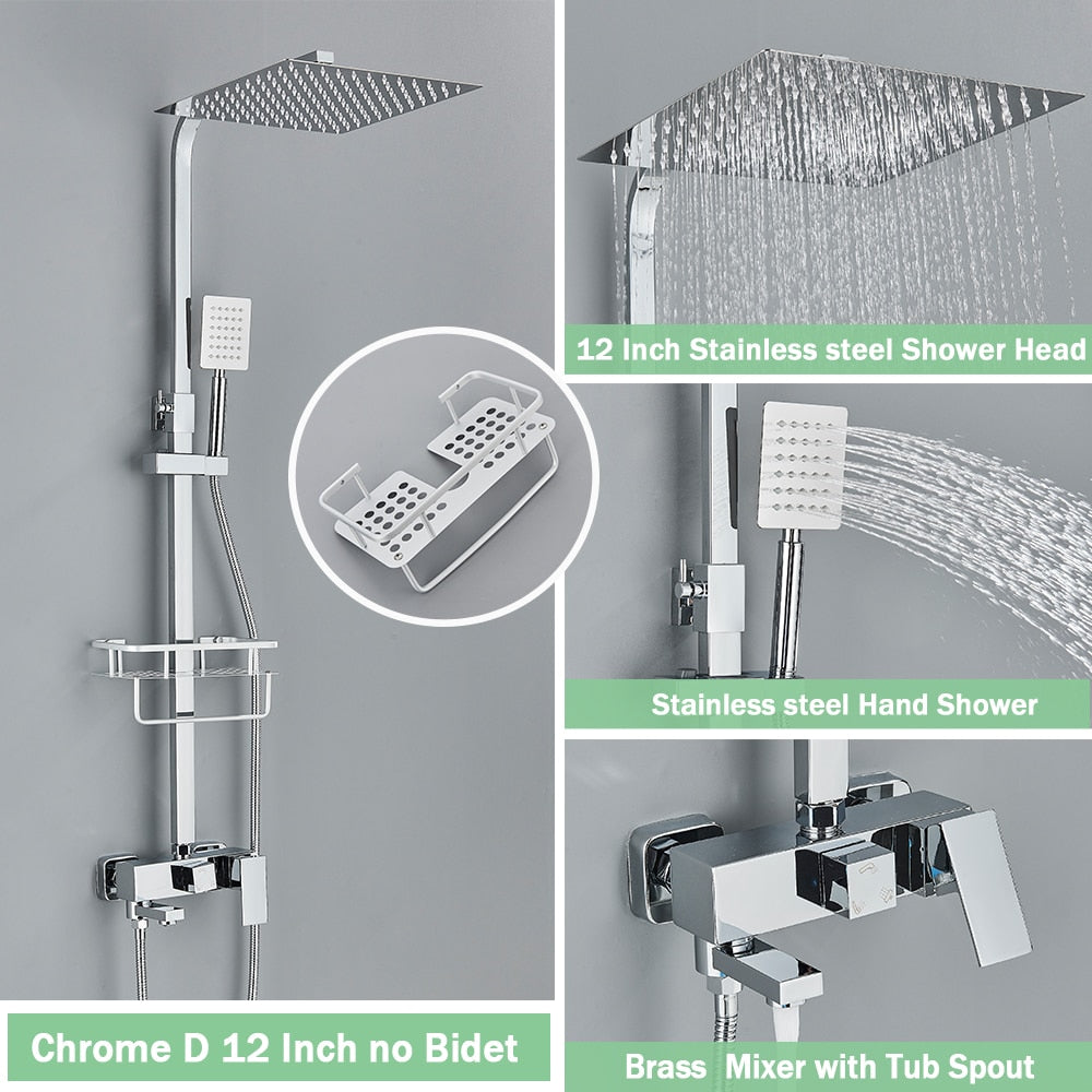 Rainfall Bathroom Shower Faucet Set With Bidet Mixer Tap - inneroasisco