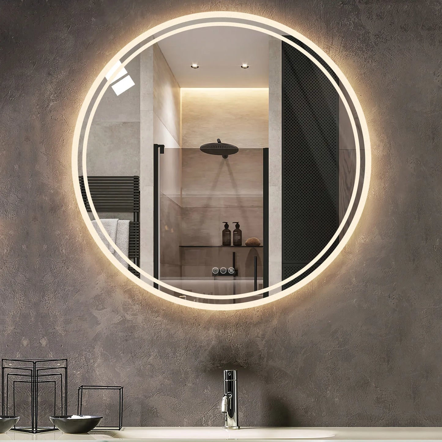 Bathroom Mirror with LED Lights Backlit Illuminated Anti-Fog Dimmable