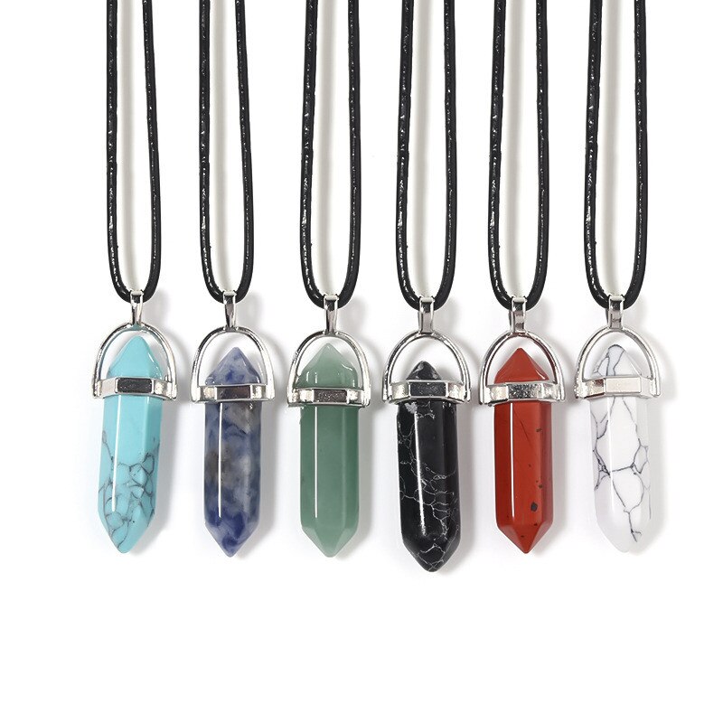 Healing Chakra Stone Natural Quartz Crystal Point Pendant - inneroasisco