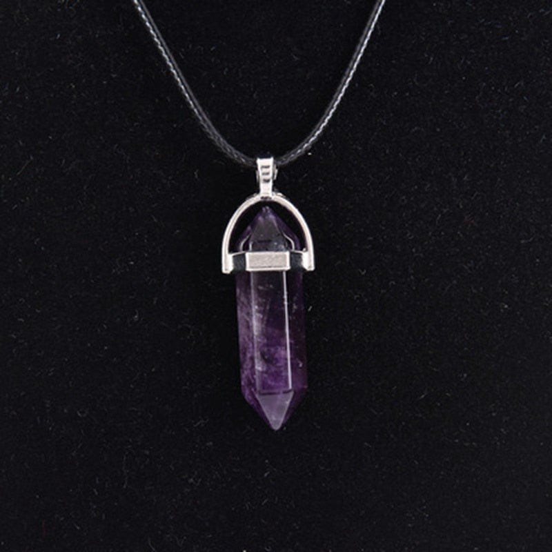 Healing Chakra Stone Natural Quartz Crystal Point Pendant - inneroasisco