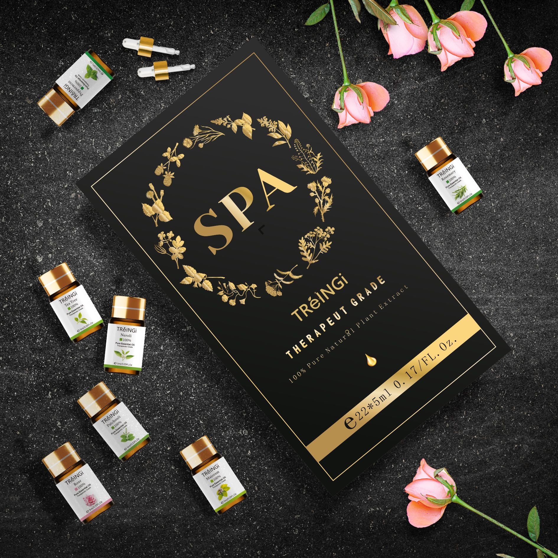 22pcs Gift Box Set of Pure Essential Oils for Skin Hair Bath & Massage - inneroasisco