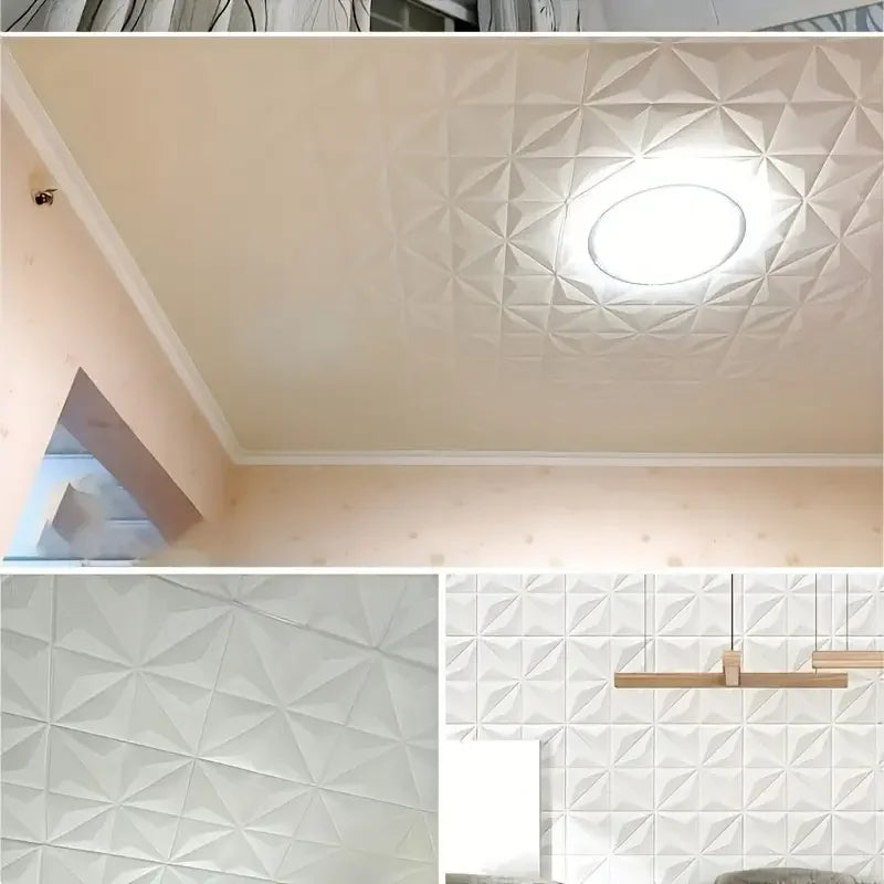 4/12pcs 35x35cm 3D Self-Adhesive Ceiling Decoration Stickers Soundproof Wallpaper