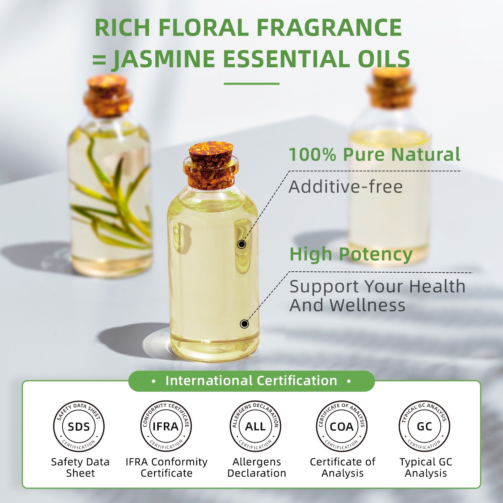100ML Jasmine Essential Oils,100% Pure Nature for Aromatherapy | Used for Diffuser, Humidifier, Massage | Fragrance DIY - inneroasisco
