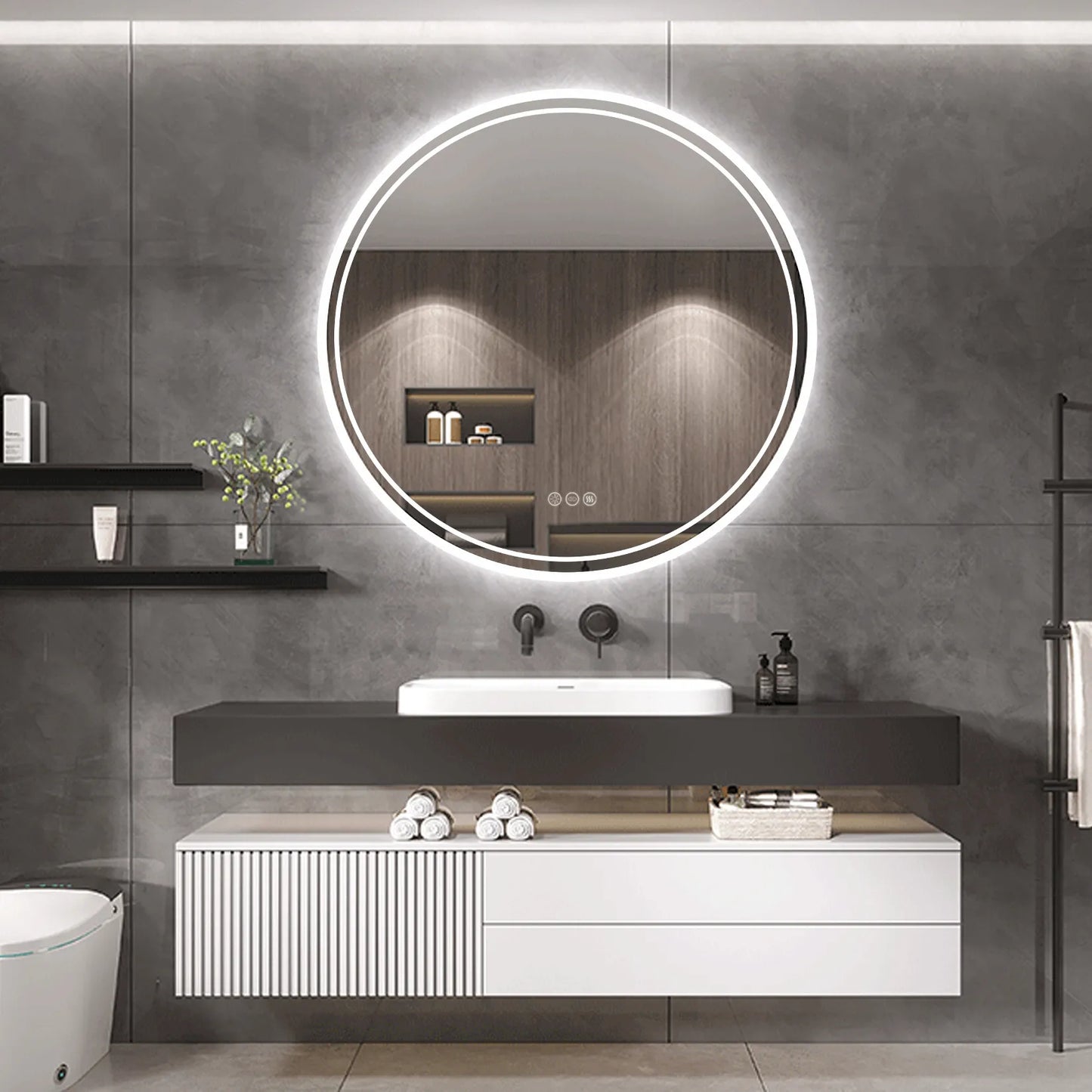 Bathroom Mirror with LED Lights Backlit Illuminated Anti-Fog Dimmable
