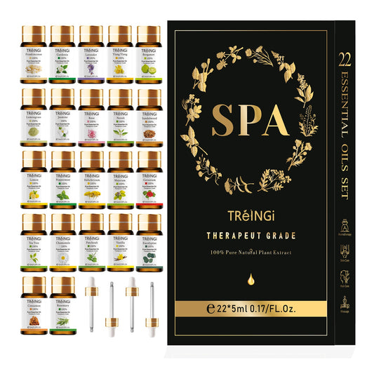 22pcs Gift Box Set of Pure Essential Oils for Skin Hair Bath & Massage - inneroasisco